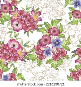 Flower print. Elegance seamless pattern.