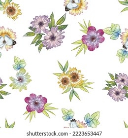 Flower print. Elegance seamless pattern.
