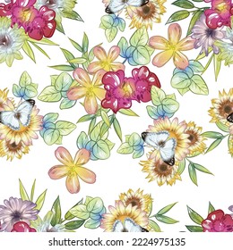 Flower print. Elegance seamless pattern.