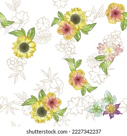Flower print. Elegance seamless pattern.