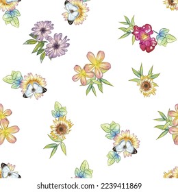Flower print. Elegance seamless pattern.