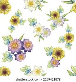 Flower print. Elegance seamless pattern.