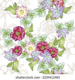 Flower print. Elegance seamless pattern.