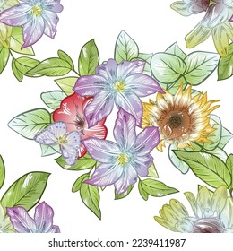 Flower print. Elegance seamless pattern.