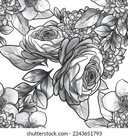 Flower print. Elegance seamless pattern.