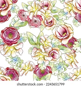 Flower print. Elegance seamless pattern.