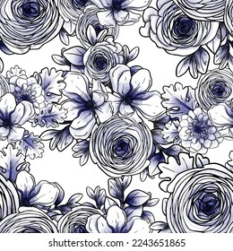 Flower print. Elegance seamless pattern.