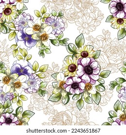 Flower print. Elegance seamless pattern.