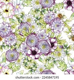 Flower print. Elegance seamless pattern.