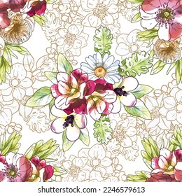 Flower print. Elegance seamless pattern.