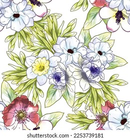 Flower print. Elegance seamless pattern.