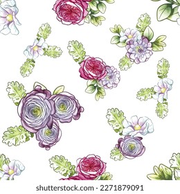 Flower print. Elegance seamless pattern.