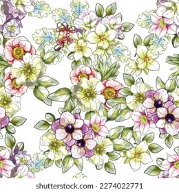 Flower print. Elegance seamless pattern.