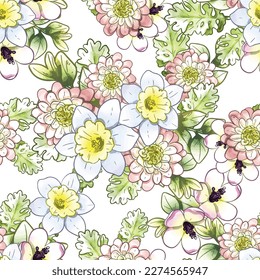 Flower print. Elegance seamless pattern.
