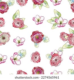 Flower print. Elegance seamless pattern.