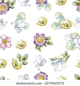 Flower print. Elegance seamless pattern.