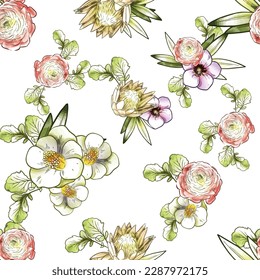 Flower print. Elegance seamless pattern.