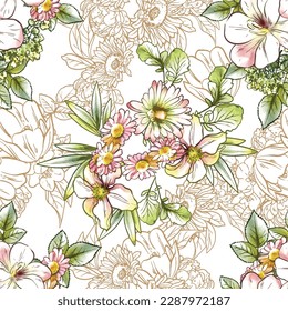 Flower print. Elegance seamless pattern.