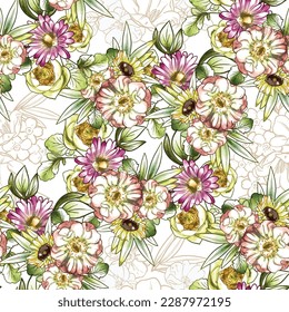 Flower print. Elegance seamless pattern.