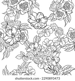 Flower print. Elegance seamless pattern.