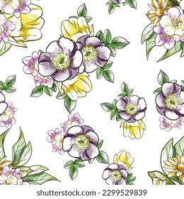 Impresión de flores. Elegancia sin fisuras.