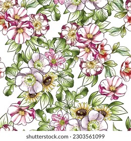 Flower print. Elegance seamless pattern.