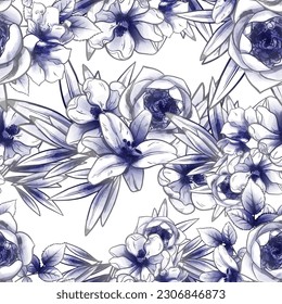 Flower print. Elegance seamless pattern.