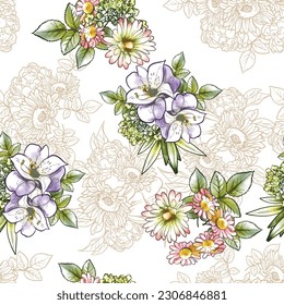 Flower print. Elegance seamless pattern.
