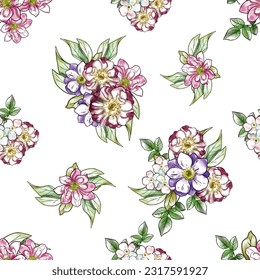 Flower print. Elegance seamless pattern.