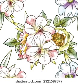 Flower print. Elegance seamless pattern.