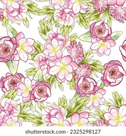 Flower print. Elegance seamless pattern.