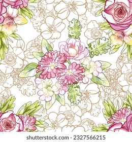 Flower print. Elegance seamless pattern.