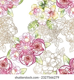 Flower print. Elegance seamless pattern.