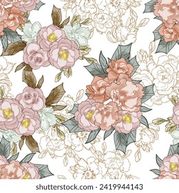 Flower print. Elegance seamless pattern.