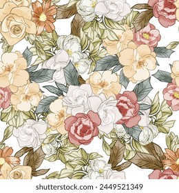 Flower print. Elegance seamless pattern.