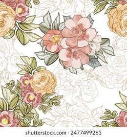 Flower print. Elegance seamless pattern.