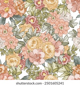 Flower print. Elegance seamless pattern.