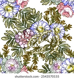 Flower print. Elegance seamless pattern.