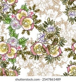 Estampa de flor. Elegância padrão sem emenda.