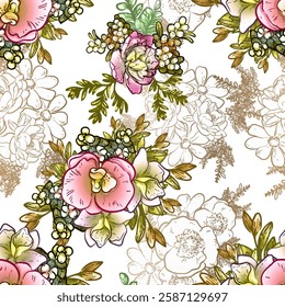 Flower print. Elegance seamless pattern.