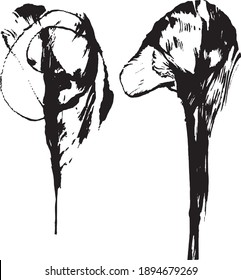 flower print, vector black and white graphics, abstract illustration, an abstract image similar to a long flower, black graphics on a white background
