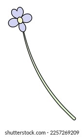 Flower. Purple petals. Flowering plant. Color vector illustration. Cartoon style. Isolated background. Idea for web design.