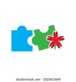 Flower Puzzle Logo Icon Design