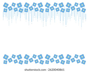 Flower and rain frame illustration material