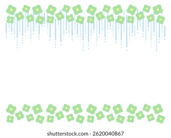 Flower and rain frame illustration material