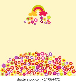 Flower rainbow background. Vector illustration. Place for the text