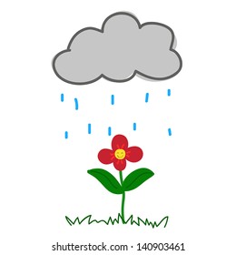 Flower In The Raining on White background