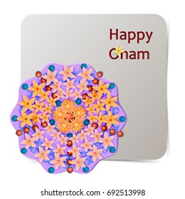  flower rangoli decoration for Onam