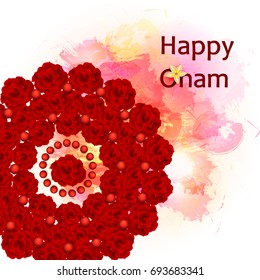  flower rangoli decoration for Onam
