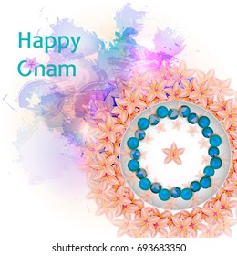  flower rangoli decoration for Onam